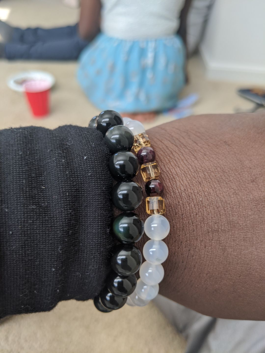 Customer photo review of Anti-stress Rainbow Obsidian Bracelet