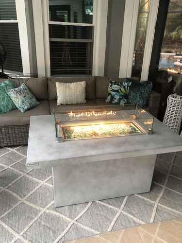 Customer photo review of 50" Rectangular Outdoor Propane Gas Fire Pit Table in Gray