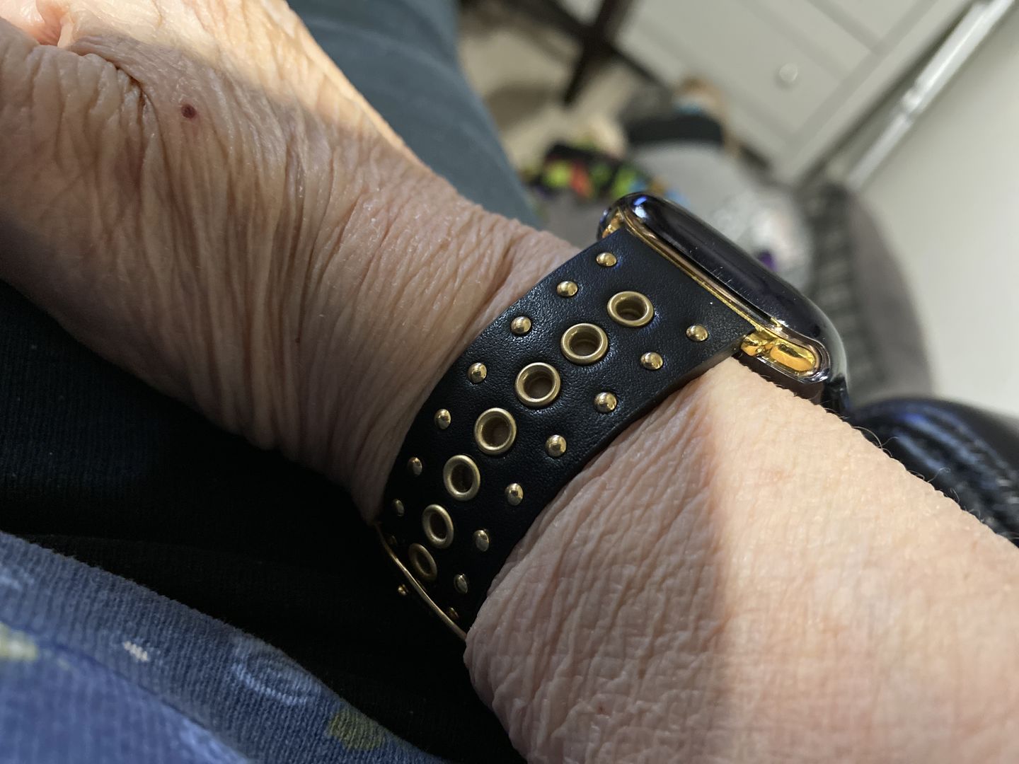 Customer photo review of Grommet Stud Band for the Apple Watch in Rose Gold, Gold, or Silver