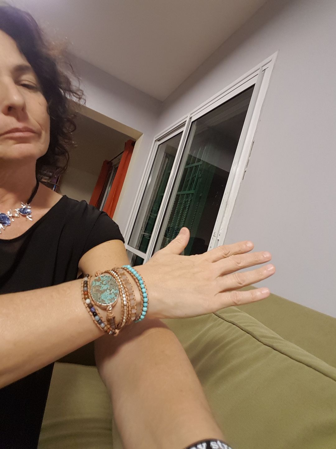 Customer photo review of Handmade Natural Ocean Jasper Leather Wrap Bracelet