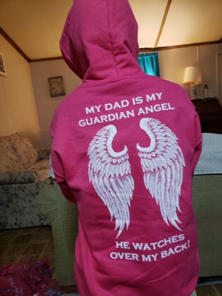 Customer photo review of My Dad Is My Guardian Angel Hoodie