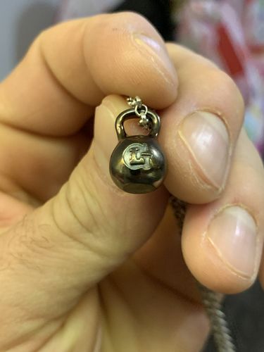 Customer photo review of Handmade Titanium Kettlebell Pendant