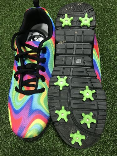 Customer photo review of Psychedelic Rainbow Trippy Print Men's Sneakers