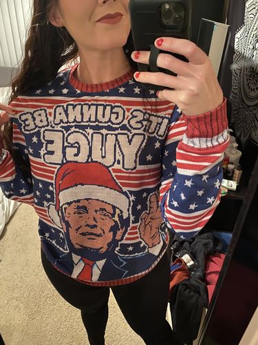Customer photo review of It's Gonna Be YUGE Trump Christmas Crewneck Sweatshirt