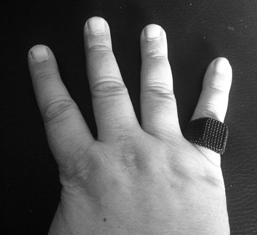 Customer photo review of STUDDED PUNK CUBE RING