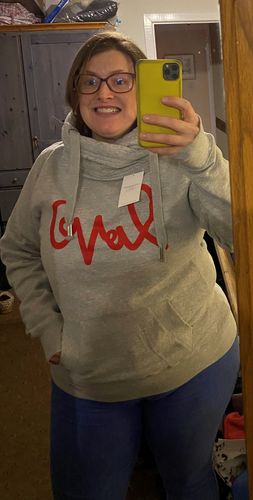 Customer photo review of Grey Love Me Cowl Neck Hoodie