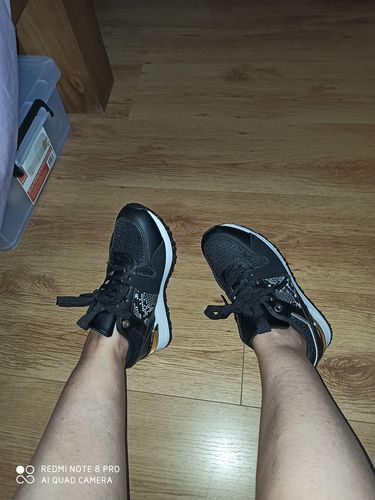 Customer photo review of Una Black Snake Detail Trainers