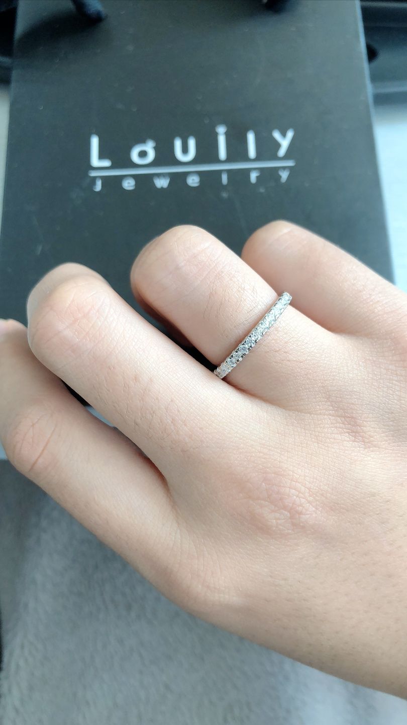 Customer photo review of Louily 0.5 Ct Round Cut Classic Full Eternity Thin Wedding Band For Women In Sterling Silver