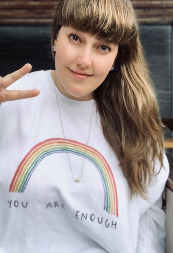 Customer photo review of You Are Enough (Rainbow) -- Sweatshirt