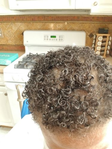 Customer photo review of Curly Hair Wash and Go System with Organic Jojoba Oil for Moisturizing Hair with Lavender Fragrance (Step 1 - 4)
