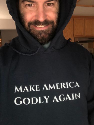 Customer photo review of Make America Godly Again Hoodie