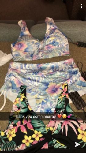 Customer photo review of Front Knot Gym to Swim Sports Bra - White Floral