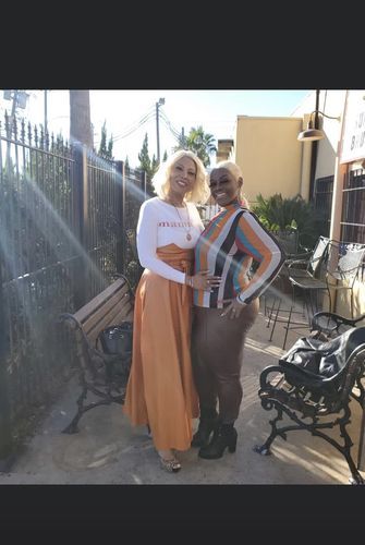 Customer photo review of High-Waist Belted PU Skirt