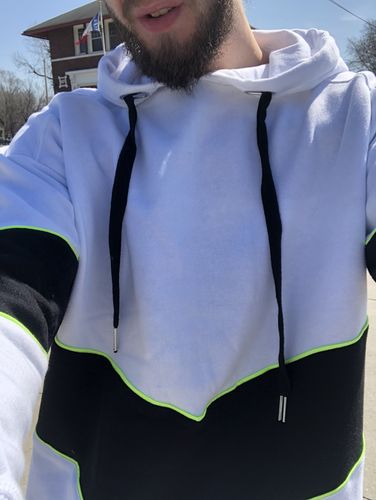 Customer photo review of Color Block Oversized Hoodie - White