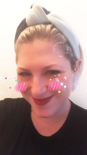 Customer photo review of DENIM HALF AND HALF KNOTTED HEADBAND