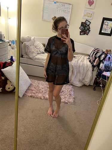 Customer photo review of Oversized Net T-Shirt - Black