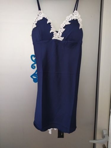 Customer photo review of Solid Lace Trim Sleepwear Dress