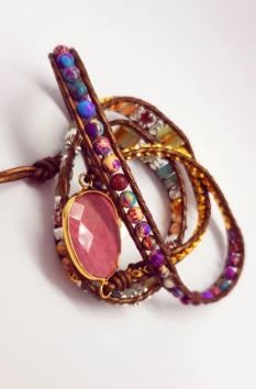 Customer photo review of Natural Rhodonite & Jasper Wrap Bracelet