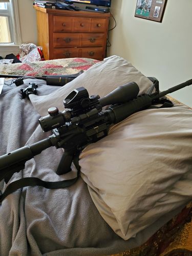 Customer photo review of Sniper ST 4-12x50 Scope Combo includes Red Laser Sight LED Flashlight and Holographic Dot Sight