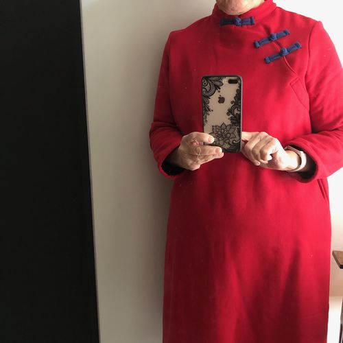 Customer photo review of Chinese Style Solid Color Warm Dress