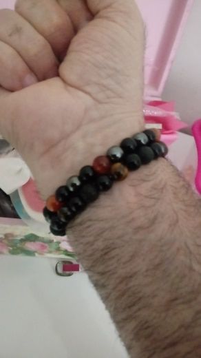 Customer photo review of Bracelet «Triple Protection» en oeil de tigre, obsidienne et Hématite
