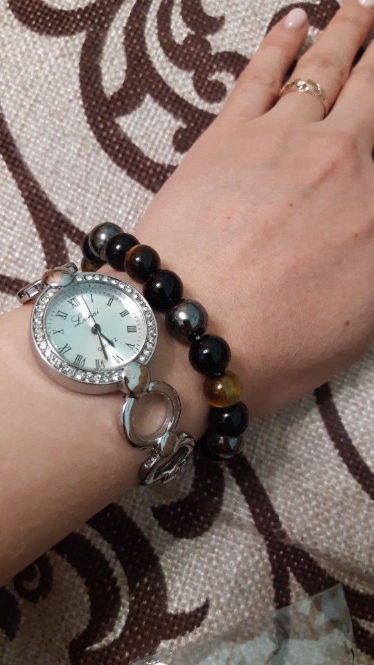 Customer photo review of Bracelet «Triple Protection» en oeil de tigre, obsidienne et Hématite