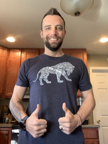 Customer photo review of Run Strong Lion Tee
