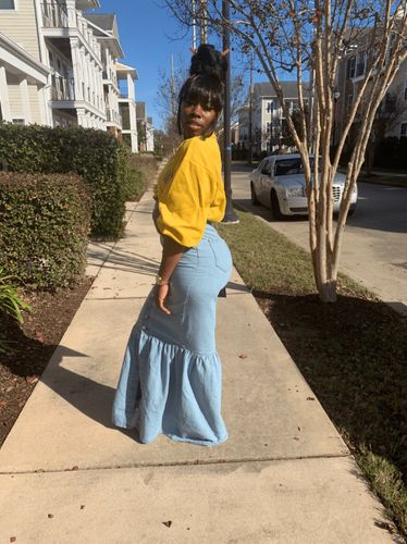Customer photo review of Button-Down Denim Mermaid Skirt