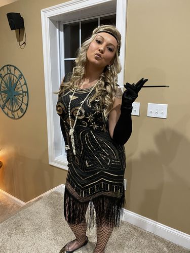 Customer photo review of 1920s Sequined Fringe Flapper Dress