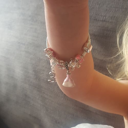 Customer photo review of Children's 'Pink Princess 3rd Birthday' Silver Plated Charm Bead Bracelet