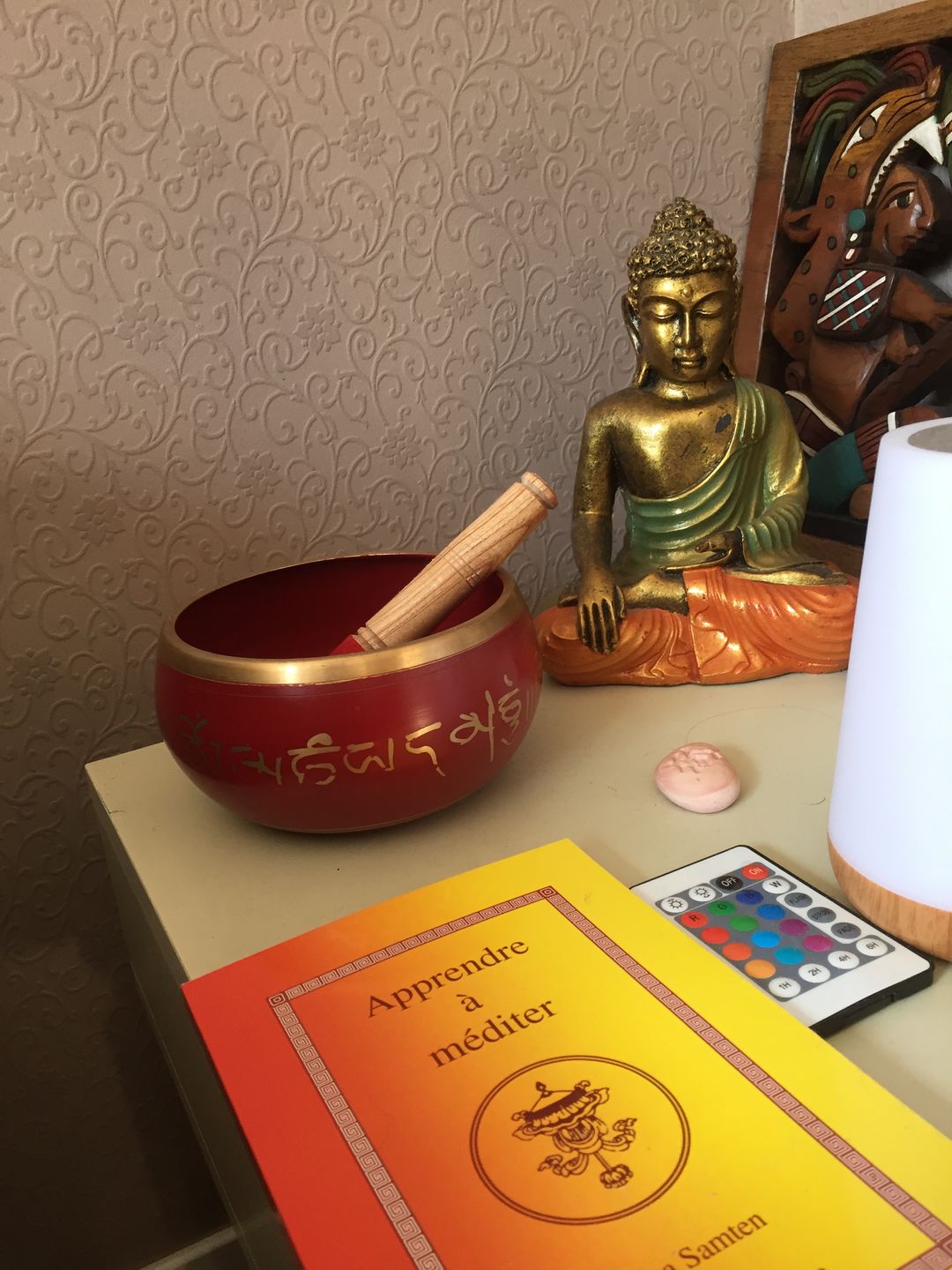 Customer photo review of Bol Chantant Tibétain | Rouge | Gravé Bouddha 14cm
