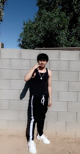 Customer photo review of Reflective Tape Track Pants Black (1A1-450)
