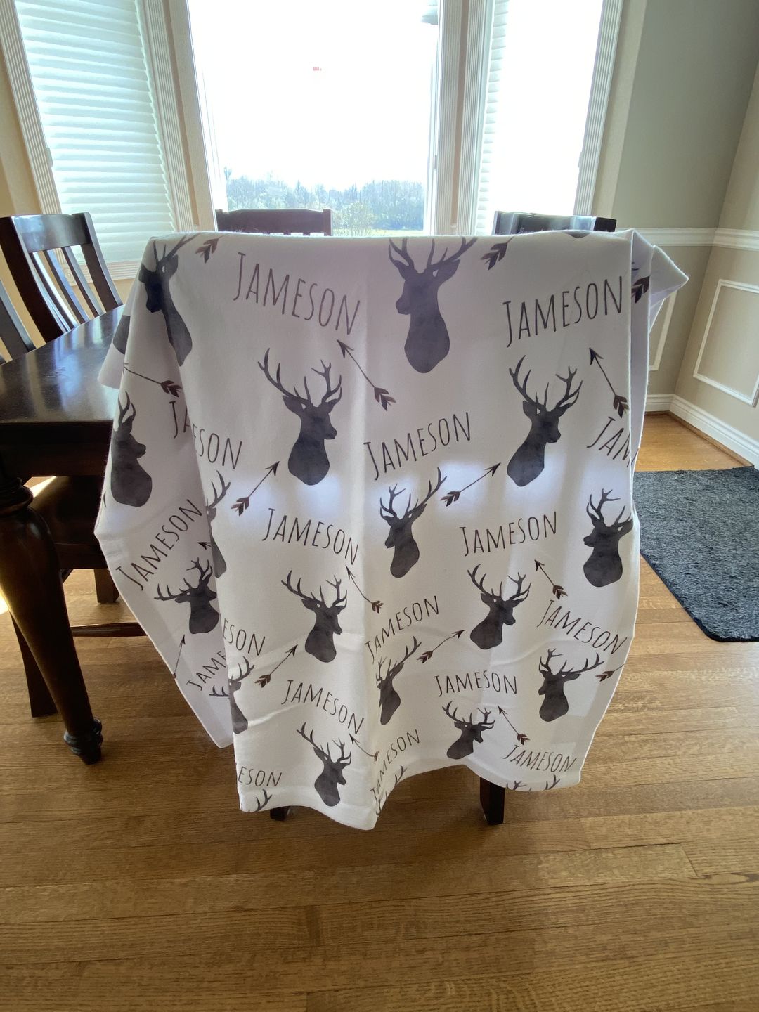 Customer photo review of Deer baby blanket, Woodland blanket, Personalized baby boy blanket, Fleece