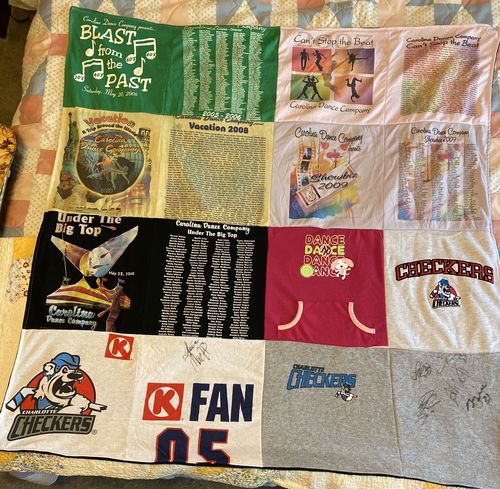 T-shirt quilt featuring carolina checkers by Ray from NC
