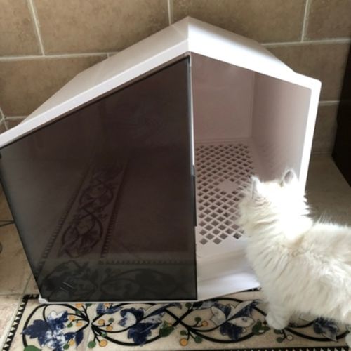Customer photo review of Furrytail XL Semi-Closed Glow House Cat Litter Box with Scoop