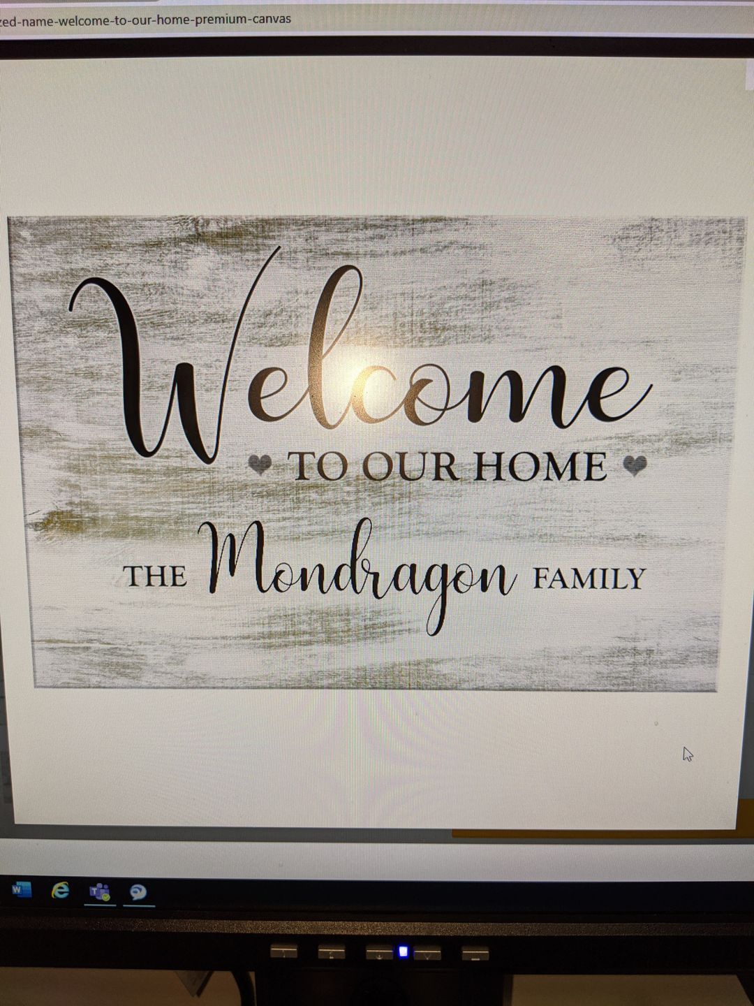 Customer photo review of Personalized "Welcome To Our Home" Premium Canvas