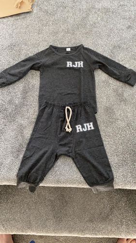 Customer photo review of Personalised Langston Initial Infants Tracksuit Set (0-18 Months) (MRK X)