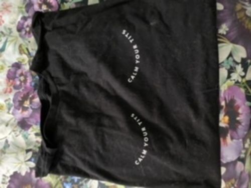 Customer photo review of Calm Your Tits Shirt