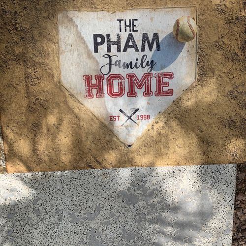 Customer photo review of Personalized Home Plate Welcome Mat