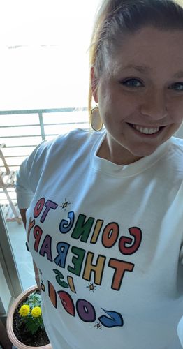 Customer photo review of Going To Therapy Is Cool! -- Sweatshirt