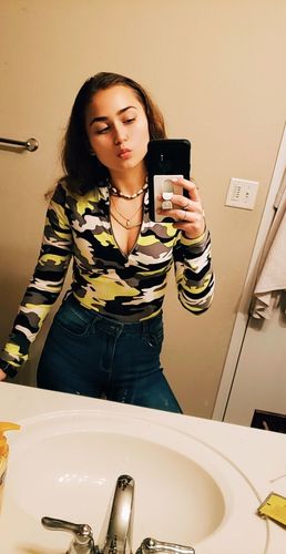 Customer photo review of Half Zip Bodysuit - Neon Camo