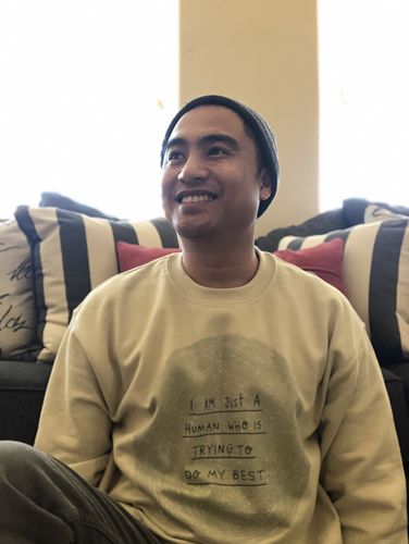 Customer photo review of I Am Just A Human Who Is Trying To Do My Best -- Sweatshirt