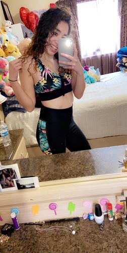 Customer photo review of Splice Net Insert Active Leggings - Black Floral