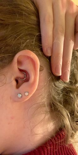 Customer photo review of PAIR Opal Stud Earrings