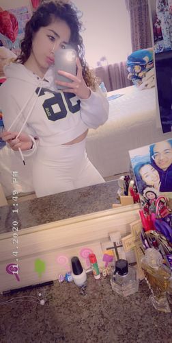 Customer photo review of Printed Cropped Hoodie - White