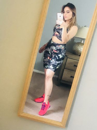 Customer photo review of Pocket Butt Lift Active Biker Shorts - Butterfly Camo