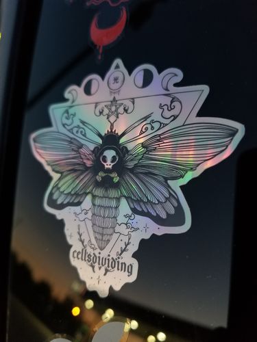 Customer photo review of Death Head Moth, Holographic Sticker