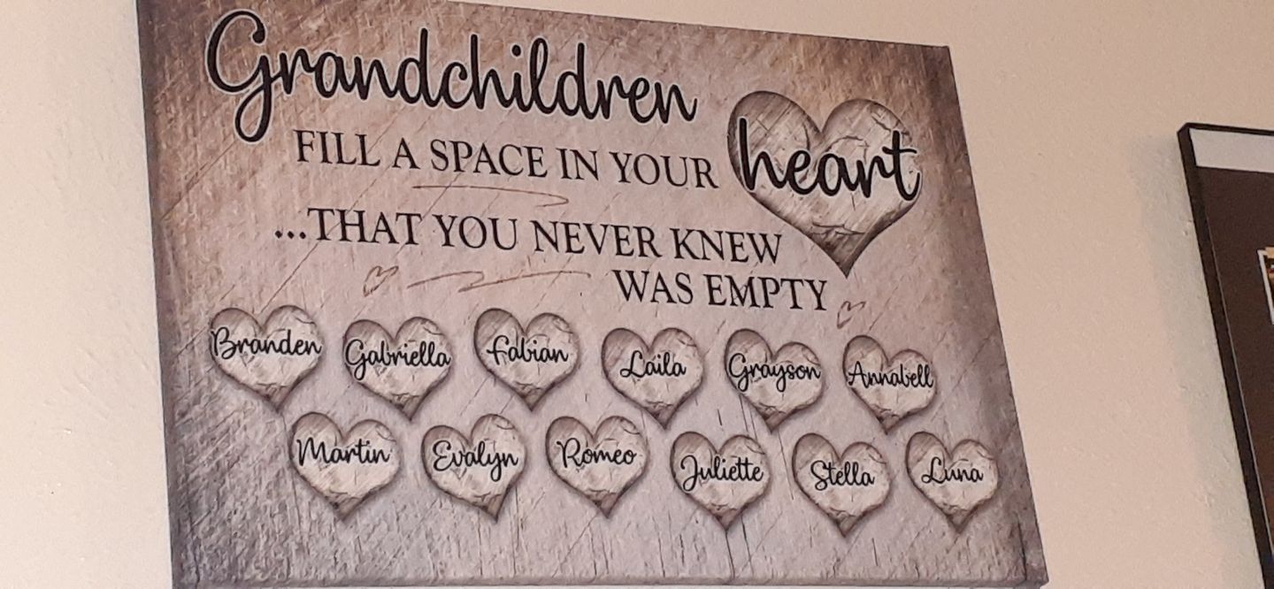 Customer photo review of Personalized "Grandchildren Fill A Space In Your Heart" Premium Canvas
