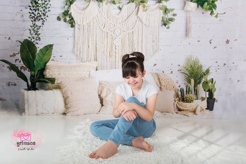 Customer photo review of Kate Boho Macrame Floor Pillows with Plants Backdrop Designed By Mandy Ringe Photography