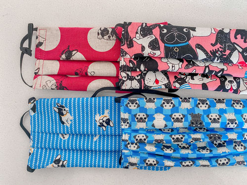 Customer photo review of Handmade mask (French bulldog & Pug print)